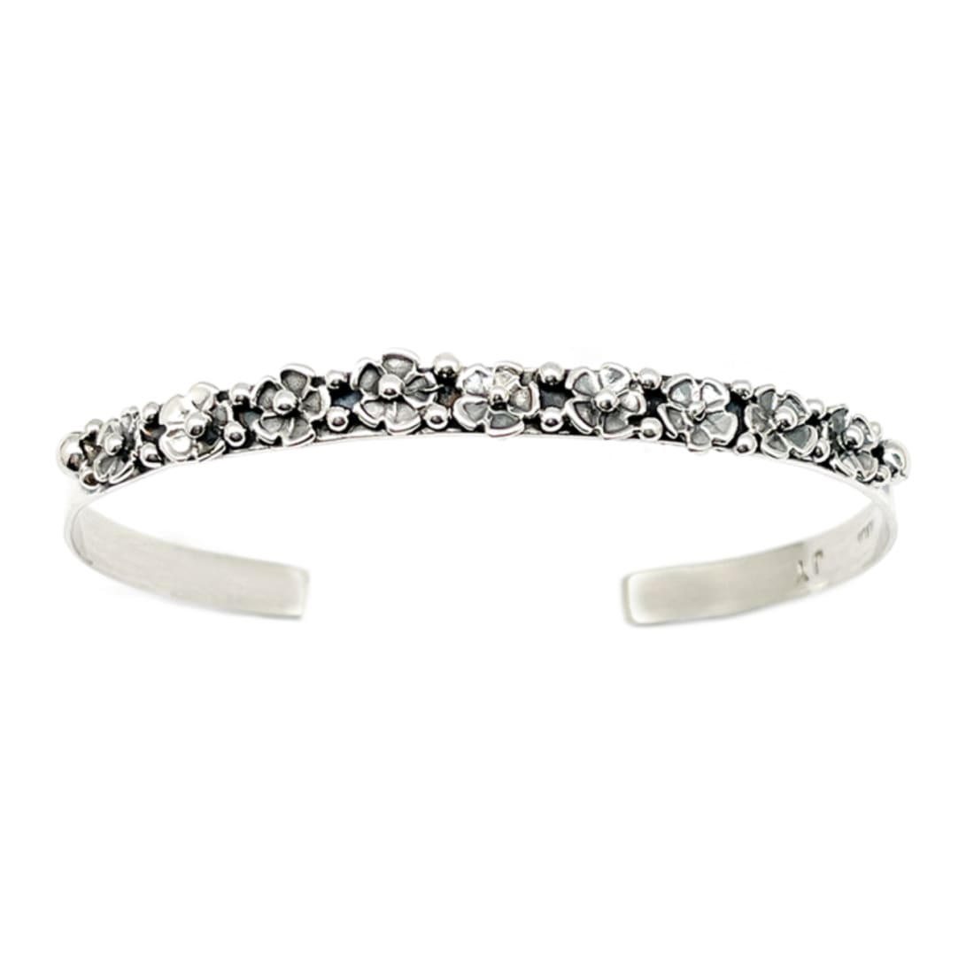 Navajo Sterling Silver Stacker Cuff Bracelet Floral Design