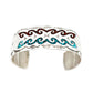 Navajo Sterling Silver Turquoise Coral Chip Inlay Statement