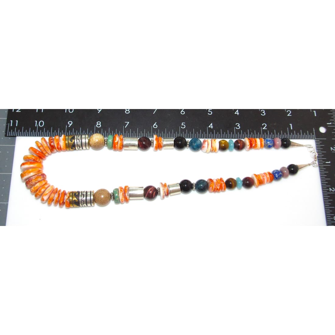 Navajo Tommy Singer Orange Spiny Heishi Necklace Sterling