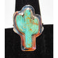 Navajo Turquoise Cactus Ring Size 10 Sterling Silver Native