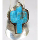 Navajo Turquoise Cactus Ring Size 7 Sterling Silver Native 