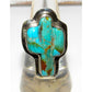 Navajo Turquoise Cactus Ring Size 9 Sterling Silver Native