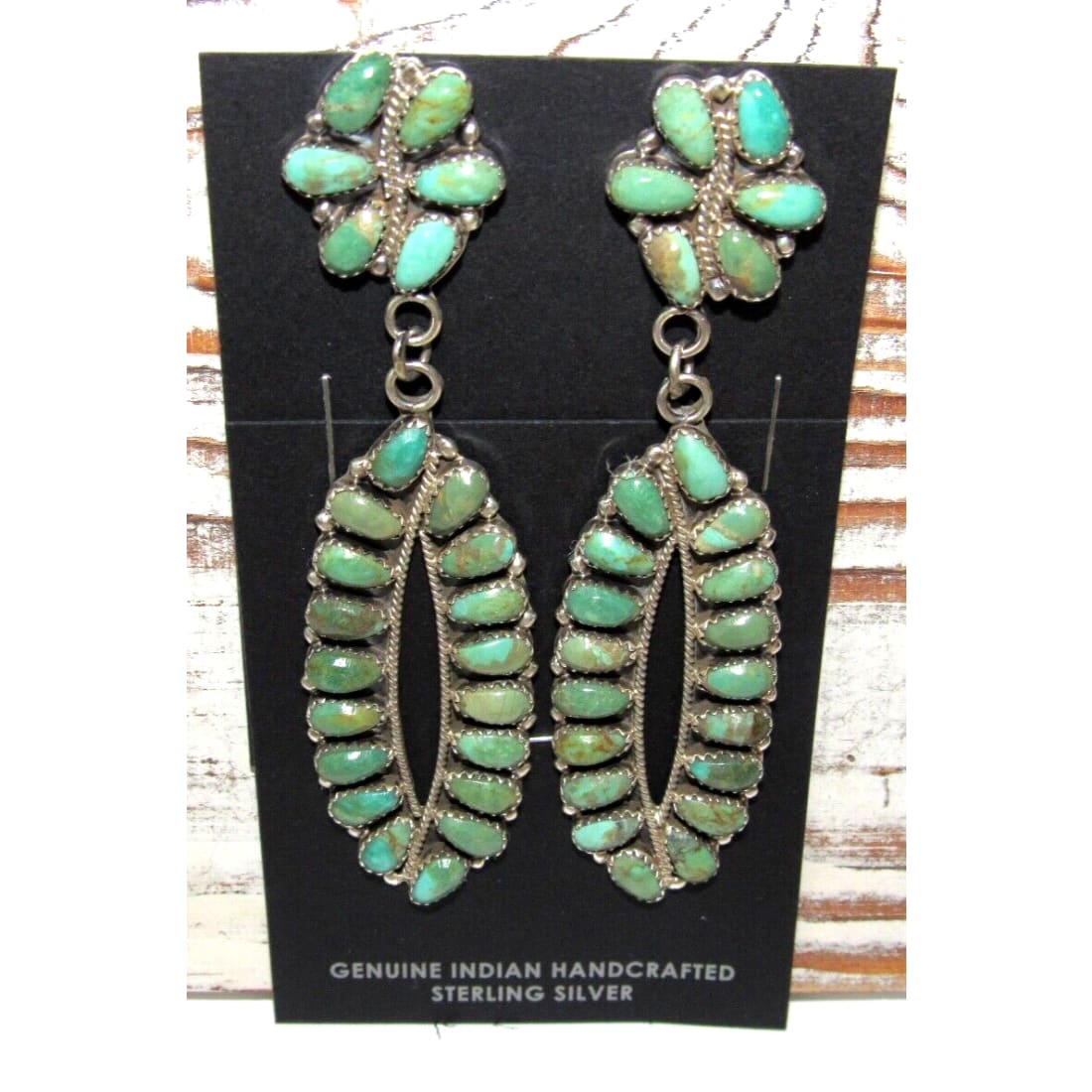 Navajo Turquoise Cluster Dangle Earrings Sterling Silver