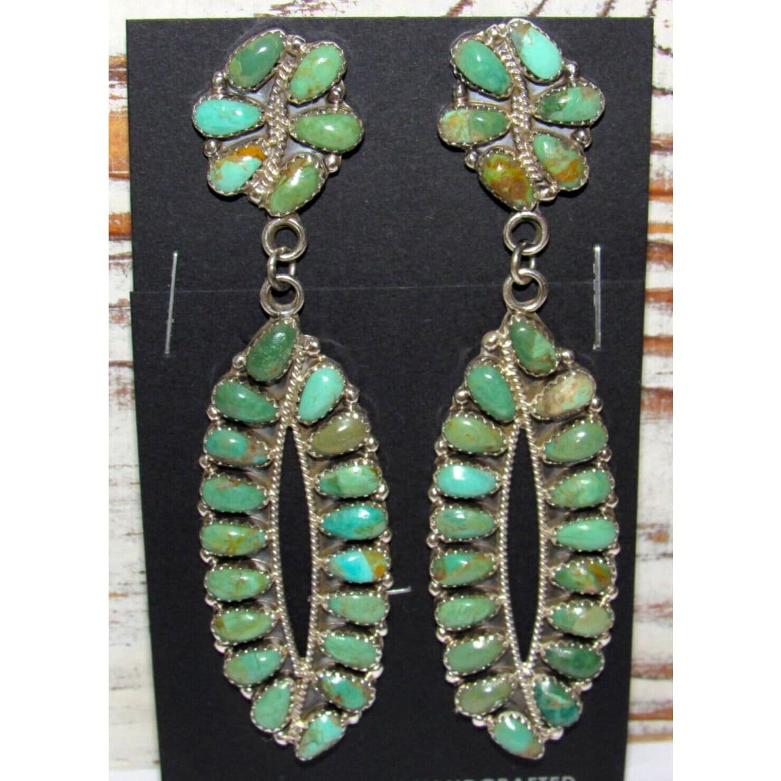 Navajo Turquoise Cluster Dangle Earrings Sterling Silver