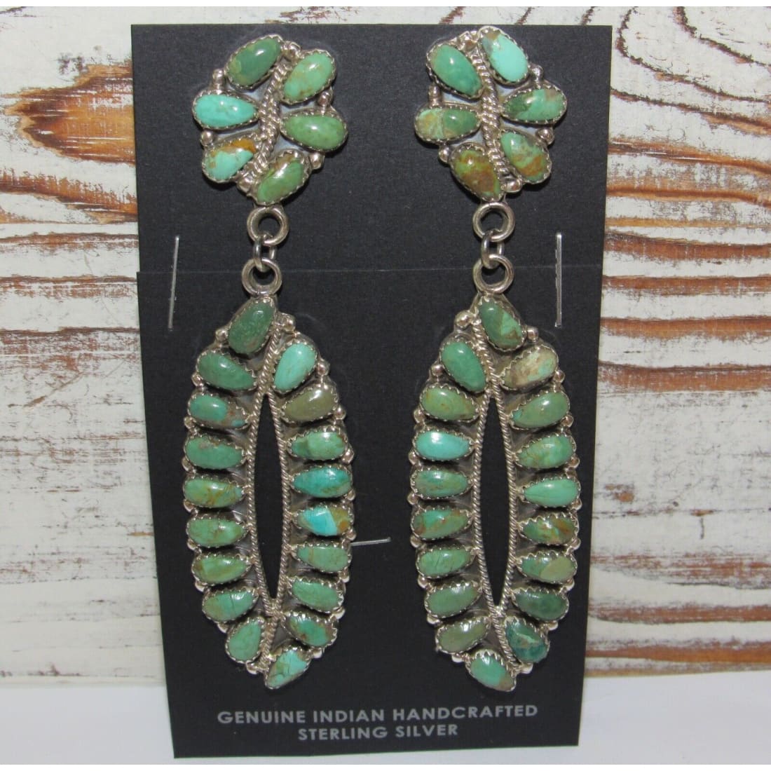 Navajo Turquoise Cluster Dangle Earrings Sterling Silver