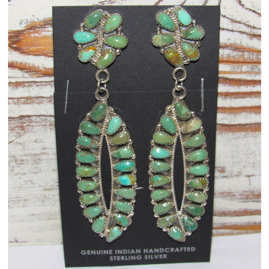 Navajo Turquoise Cluster Dangle Earrings Sterling Silver