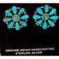 Navajo Turquoise Cluster Post Earrings Sterling Silver 1’’