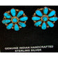 Navajo Turquoise Cluster Post Earrings Sterling Silver 1’’