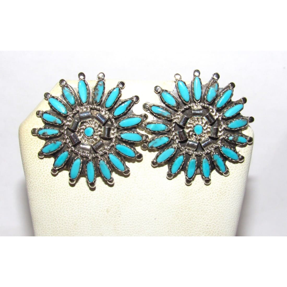 Navajo Turquoise Cluster Post Earrings Sterling Silver
