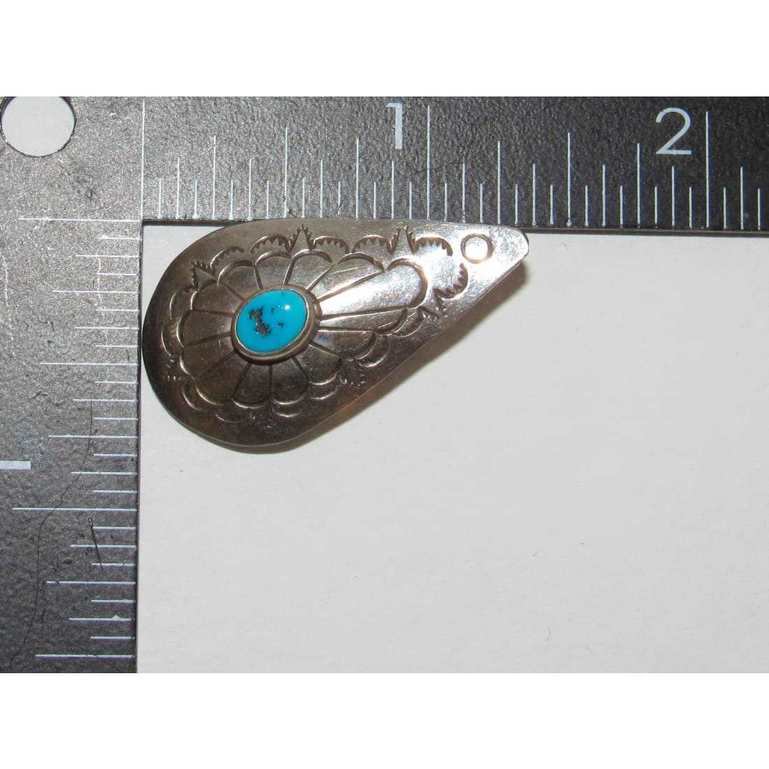 Navajo Turquoise Concho Post Earrings Sterling Silver Ingot