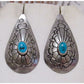 Navajo Turquoise Concho Post Earrings Sterling Silver Ingot