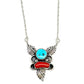Navajo Turquoise Coral Bar Necklace Sterling Silver Native