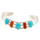 Navajo Turquoise Coral Bracelet Sterling Silver Cuff