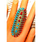 Huge Navajo Turquoise Coral Cluster Statement Ring Sz 8 