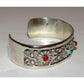 Navajo Turquoise Coral Flower Cuff Bracelet Sterling Silver