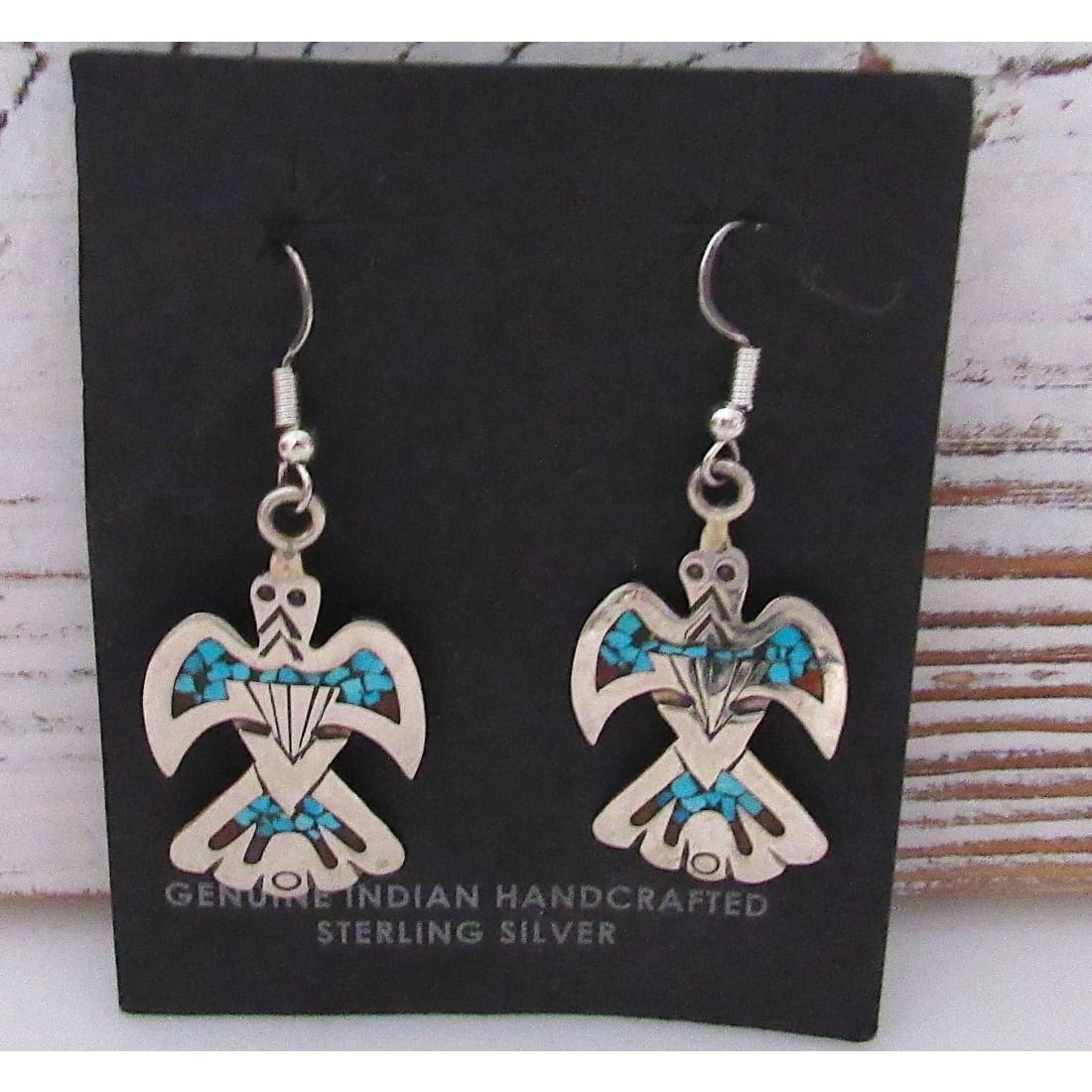 Navajo Charlie Singer Turquoise Coral Inlay Peyote Bird Earrings Native Signed The Southwestern Style Gallery