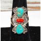 Navajo Turquoise Coral Ring Size 7 Sterling Silver Royston
