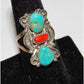 Navajo Turquoise Coral Ring Size 7 Sterling Silver Royston