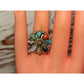Navajo Turquoise Coral Spiny MOP Cluster Ring Sz 7 Sterling