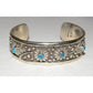 Navajo Turquoise Flower Cuff Bracelet Sterling Silver R.