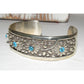 Navajo Turquoise Flower Cuff Bracelet Sterling Silver R.