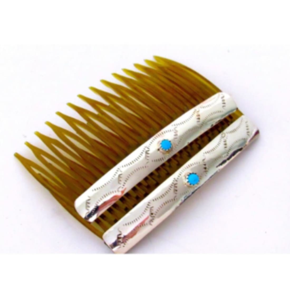 Navajo Turquoise Hair Combs Sterling Silver - A Pair -