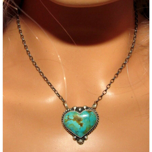 Navajo Turquoise Heart Bar Necklace Royston Turquoise