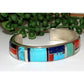 Navajo Turquoise Inlay Cuff Bracelet Spiny Oyster Lapis