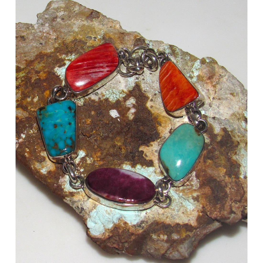 Navajo Turquoise Orange Purple Spiny Adjustable Link