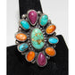 Navajo Turquoise Orange Purple Spiny Cluster Ring Sz 8.5