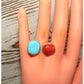 Navajo Turquoise Orange Spiny Ring Sz 7 Adjustable Sterling