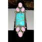 Navajo Turquoise Pink Conch Cluster Ring Adjustable Size