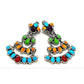 Native American Navajo turquoise spiny dangle earrings with multicolor stones in silver setting