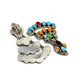 Native American Navajo turquoise spiny dangle earrings with multicolor stones and silver detailing
