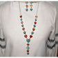 Navajo Turquoise Spiny Heart Lariat Necklace Earrings Set