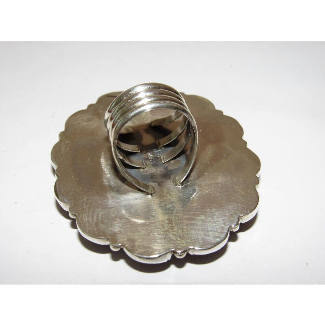 Massive Navajo White Buffalo Onyx Cluster Ring Sz 8 Sterling
