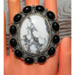 Massive Navajo White Buffalo Onyx Cluster Ring Sz 8 Sterling