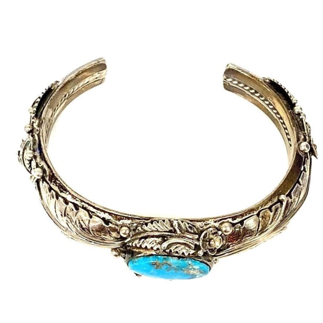 Old Pawn Hopi Turquoise Squash Blossom Cuff Bracelet