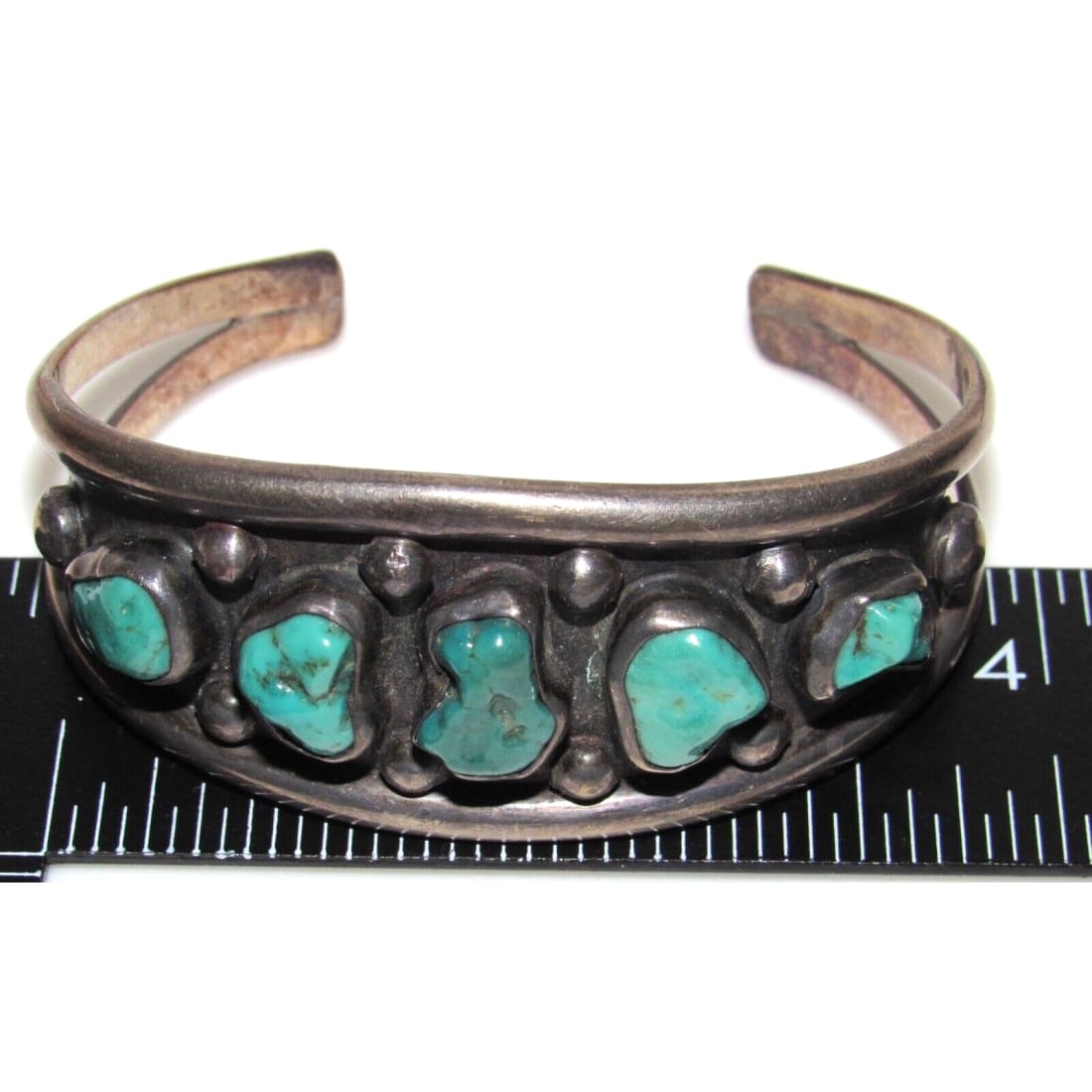 Old Pawn Navajo Cerillos Turquoise Cuff Bracelet Sterling