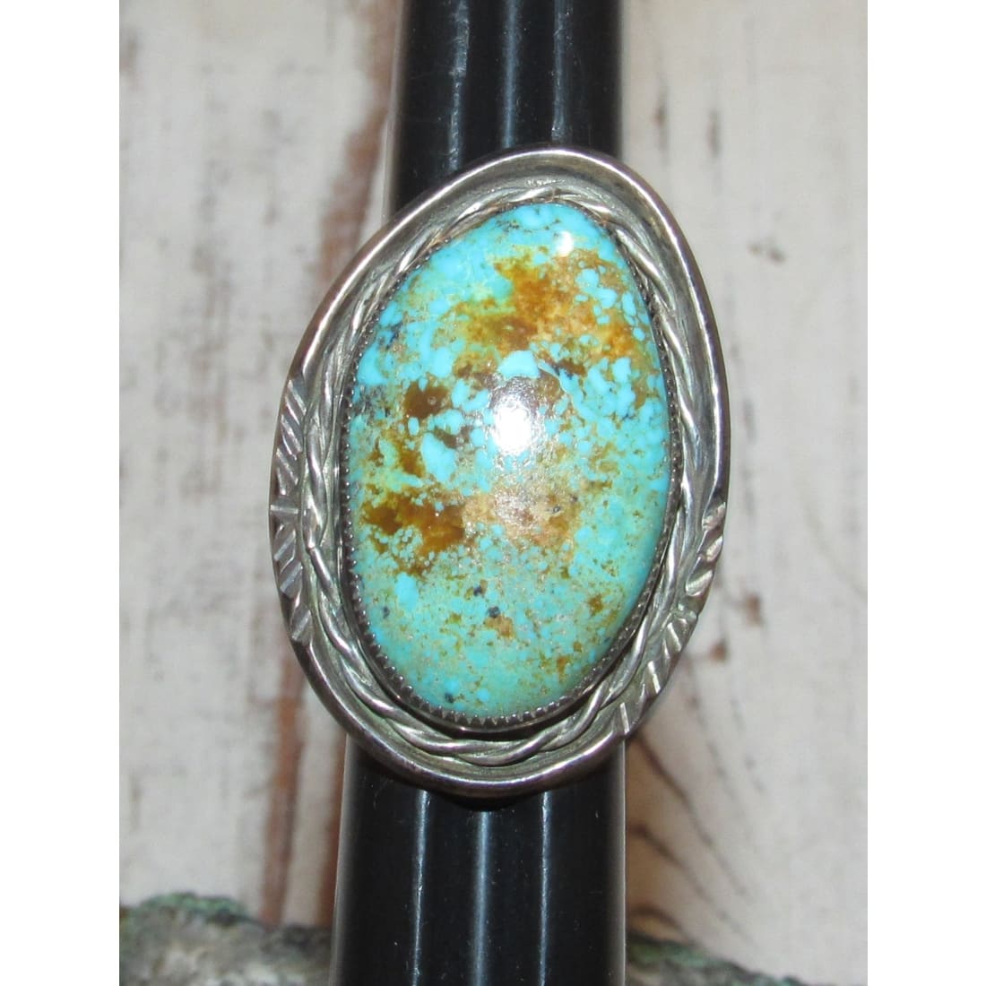 Old Pawn Navajo Cerrillos Turquoise Statement Ring Size 7