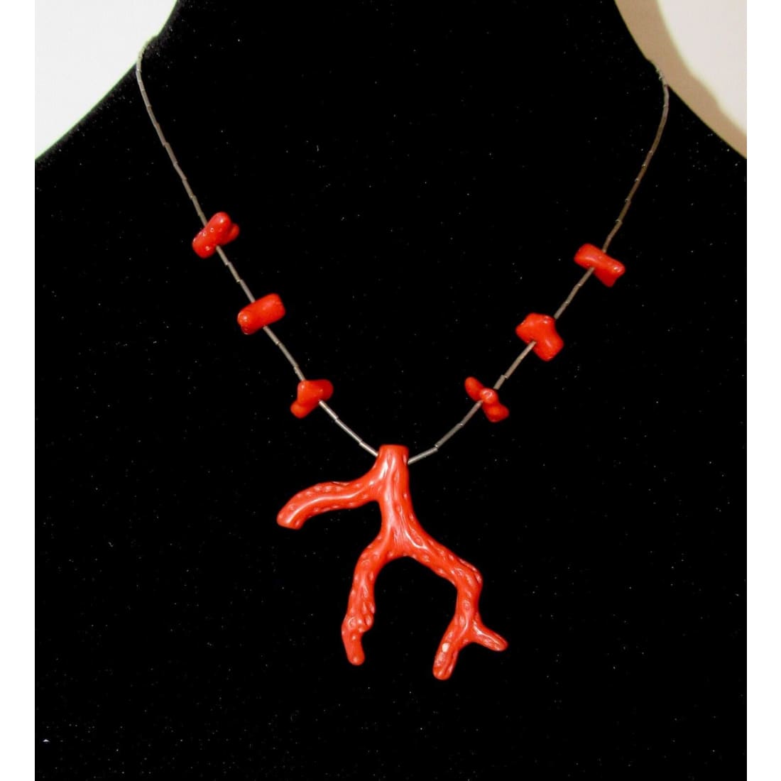 Old Pawn Navajo Coral Necklace Liquid Sterling Silver 17’
