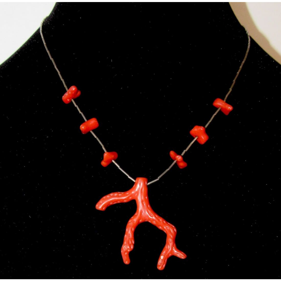 Old Pawn Navajo Coral Necklace Liquid Sterling Silver 17’
