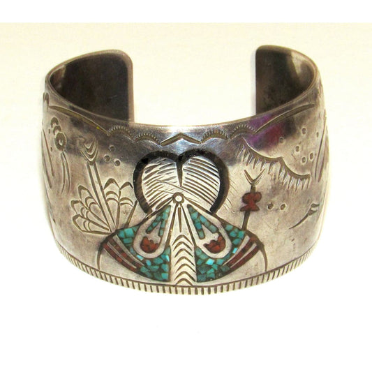 Old Pawn Navajo Gibson Gene Cuff Bracelet Sterling Silver