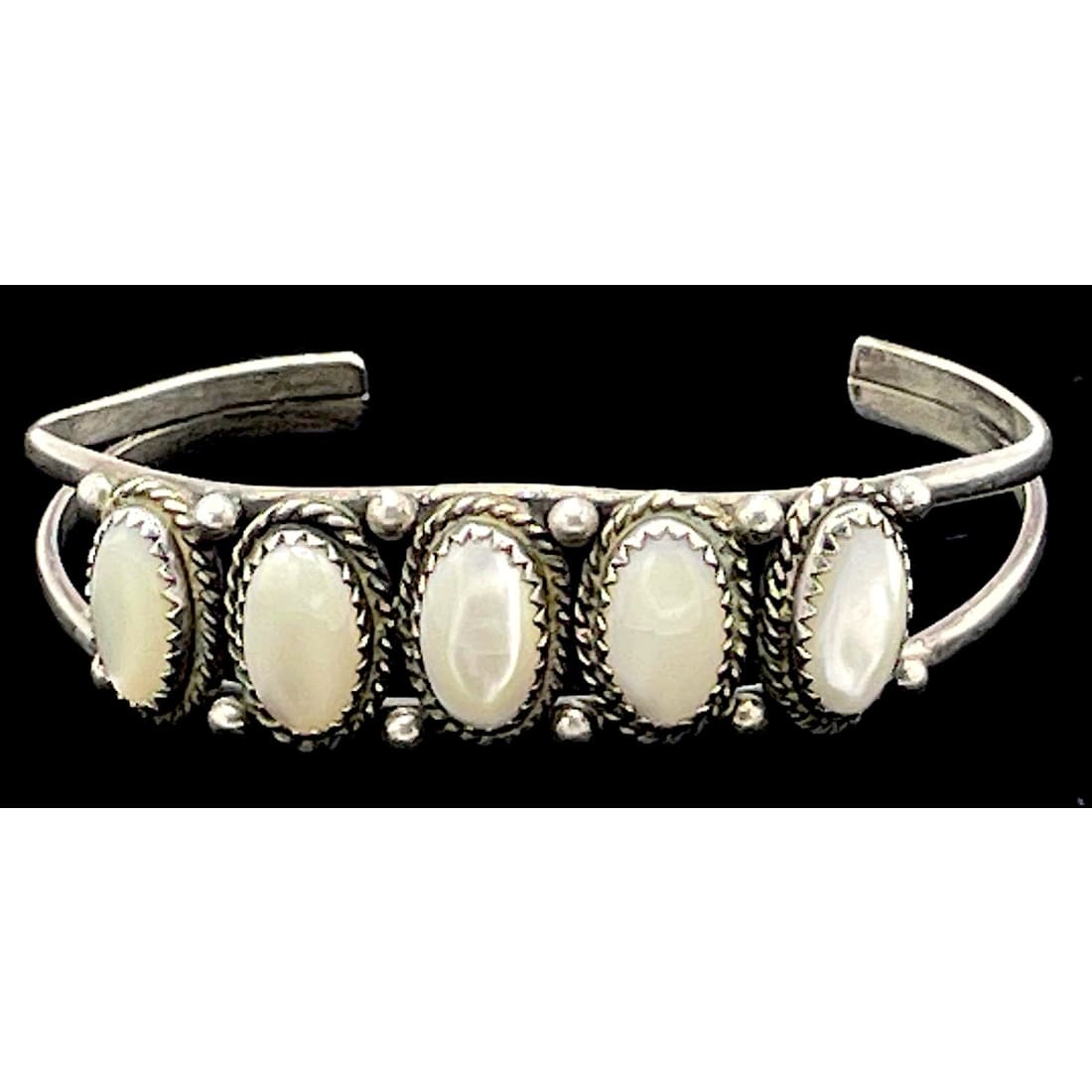 Old Pawn Navajo Mother of Pearl Cuff Bracelet Sterling