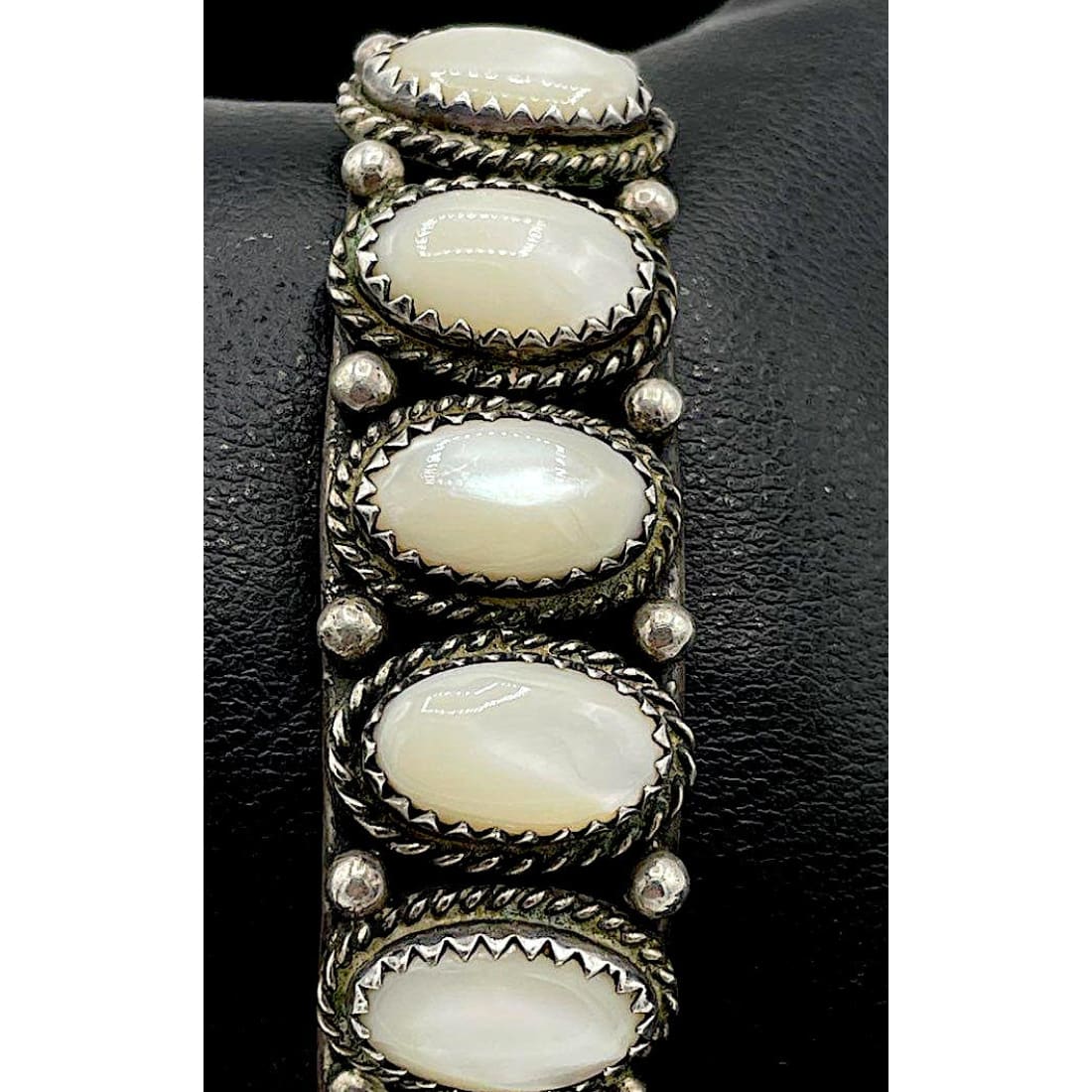 Old Pawn Navajo Mother of Pearl Cuff Bracelet Sterling