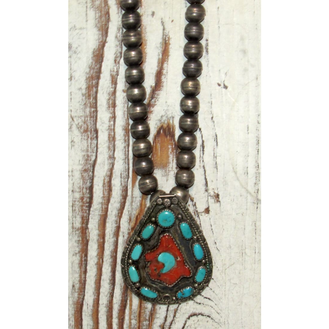 Old Pawn Navajo Necklace Sterling Gem Kingman Turquoise