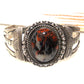 Old Pawn Navajo Petrified Wood Cuff Bracelet Ingot Sterling