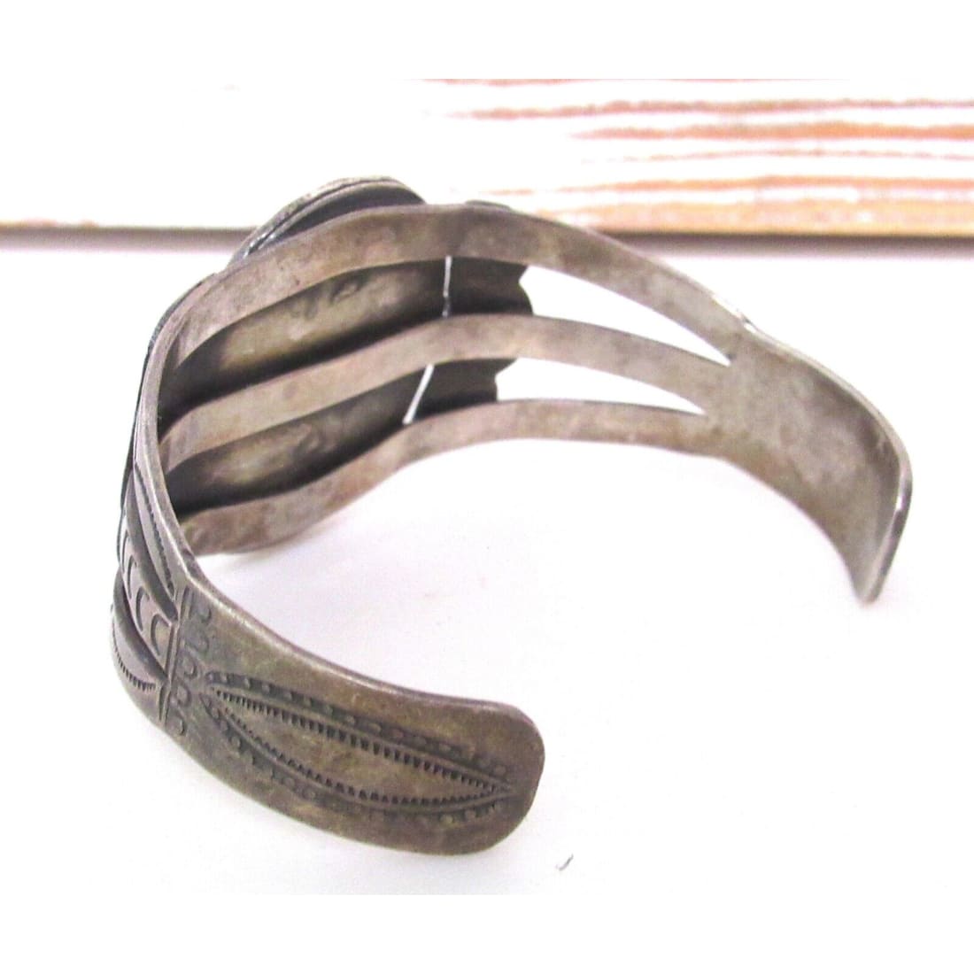 Old Pawn Navajo Petrified Wood Cuff Bracelet Ingot Sterling