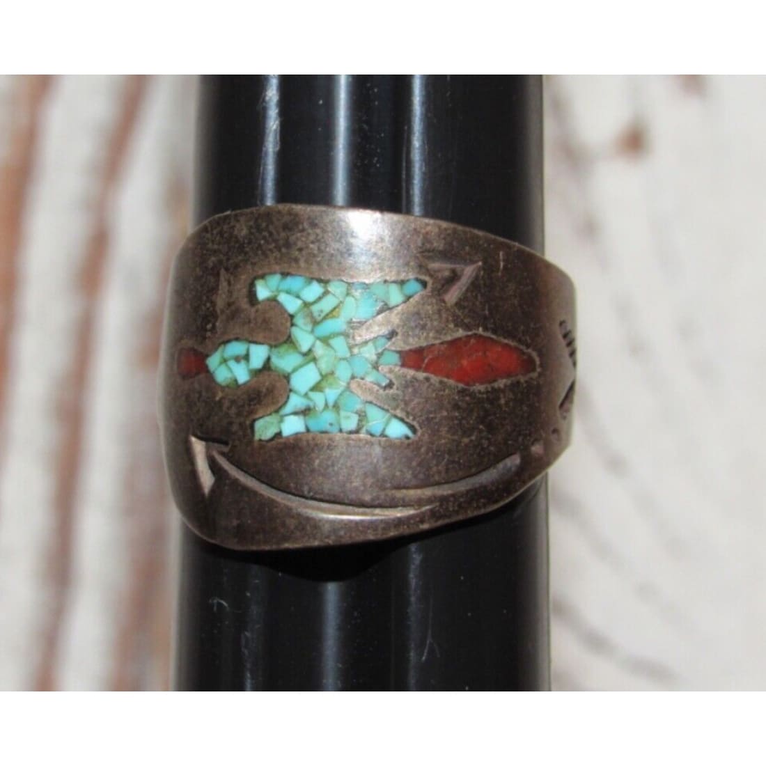 Old Pawn Navajo Ring Sz 8 William Singer Sterling Coral