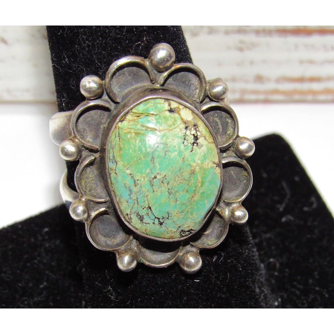 Old Pawn Navajo Royston Turquoise Ring Size 8 Sterling